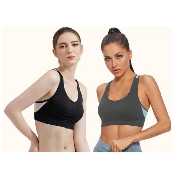 Bundle Set of 2 Breathable Mesh Racerback Sports Bras OS - Picture 5 of 8